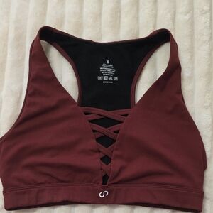 Crisscross Maroon Sports Bralette - Women's Athletic Support